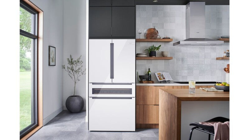 Bosch 800 Series French Door Bottom Mount Refrigerator, Glass door 36'' - White Glass (B36CL81ENW)