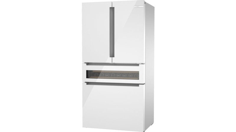 Bosch 800 Series French Door Bottom Mount Refrigerator, Glass door 36'' - White Glass (B36CL81ENW)