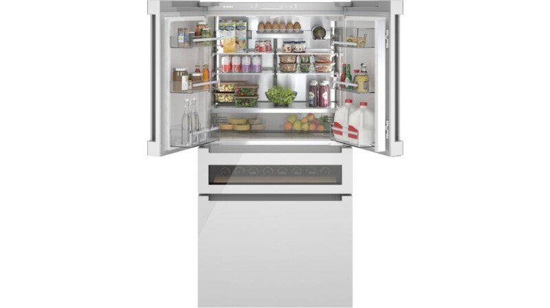BOSCH 800 Series French Door Bottom Mount Refrigerator, Glass door 36'', Total No Frost - White (B36CL81ENW)