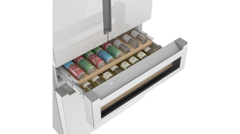 BOSCH 800 Series French Door Bottom Mount Refrigerator, Glass door 36'', Total No Frost - White (B36CL81ENW)