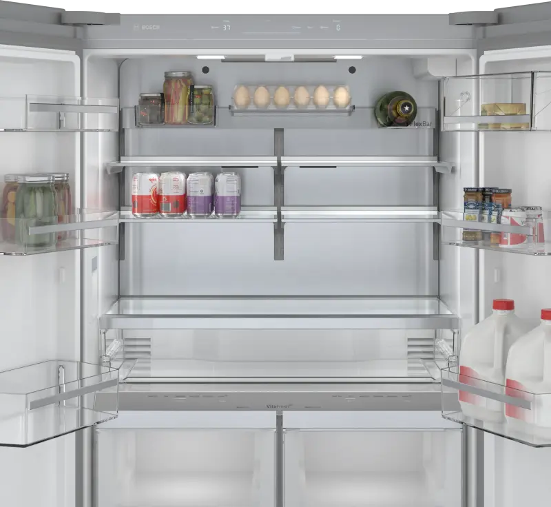 BOSCH 800 Series French Door Bottom Mount Refrigerator 36'' Easy clean - Stainless steel (with anti-fingerprint) (B36CT80SNS)