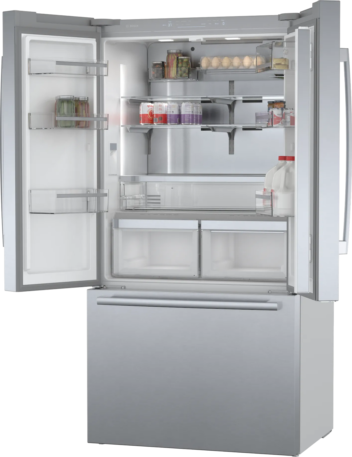 Bosch 800 Series French Door Bottom Mount Refrigerator 36'' Easy clean - Stainless Steel (B36CT80SNS)