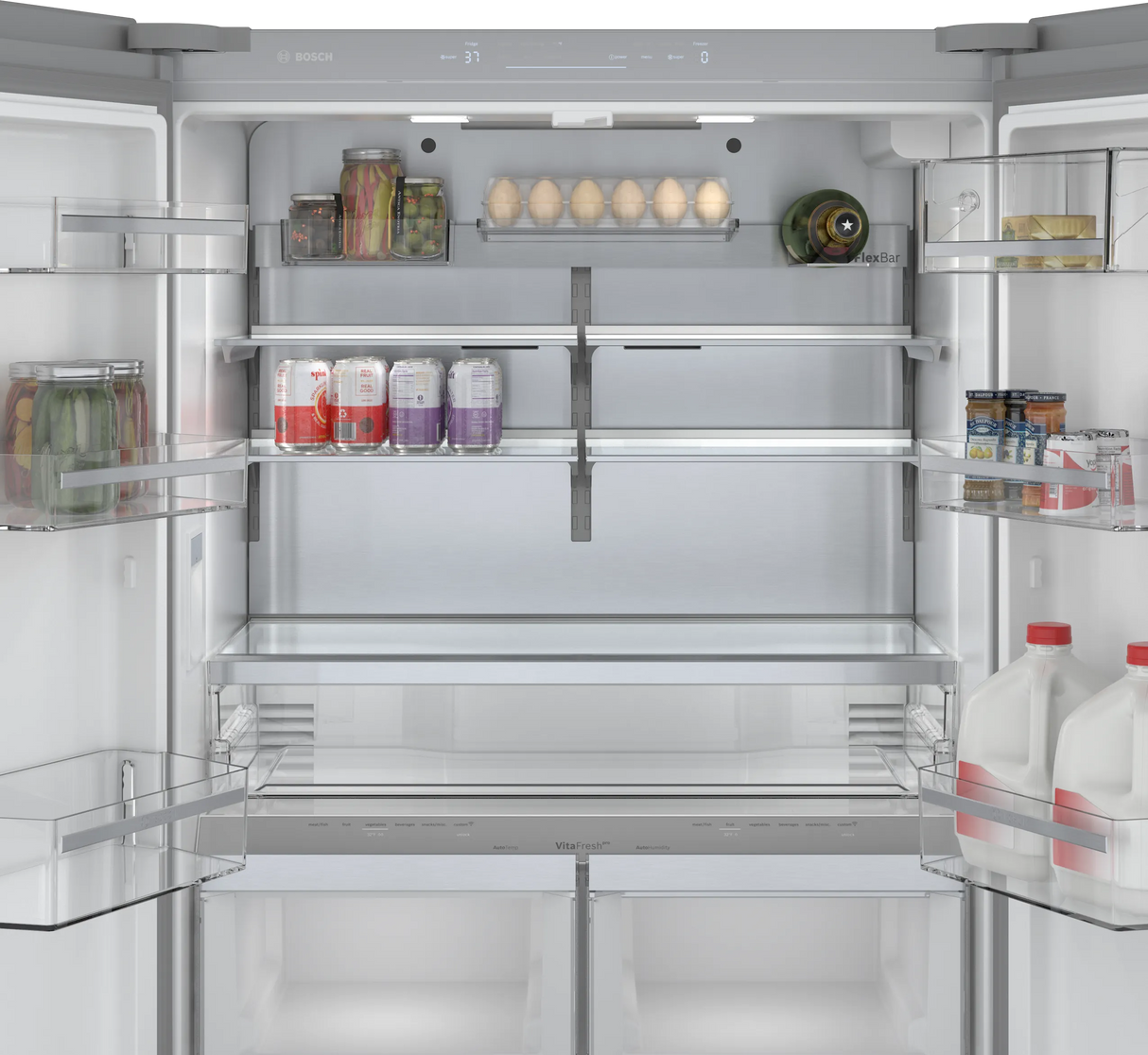 Bosch 800 Series French Door Bottom Mount Refrigerator 36'' Easy clean - Stainless Steel (B36CT80SNS)