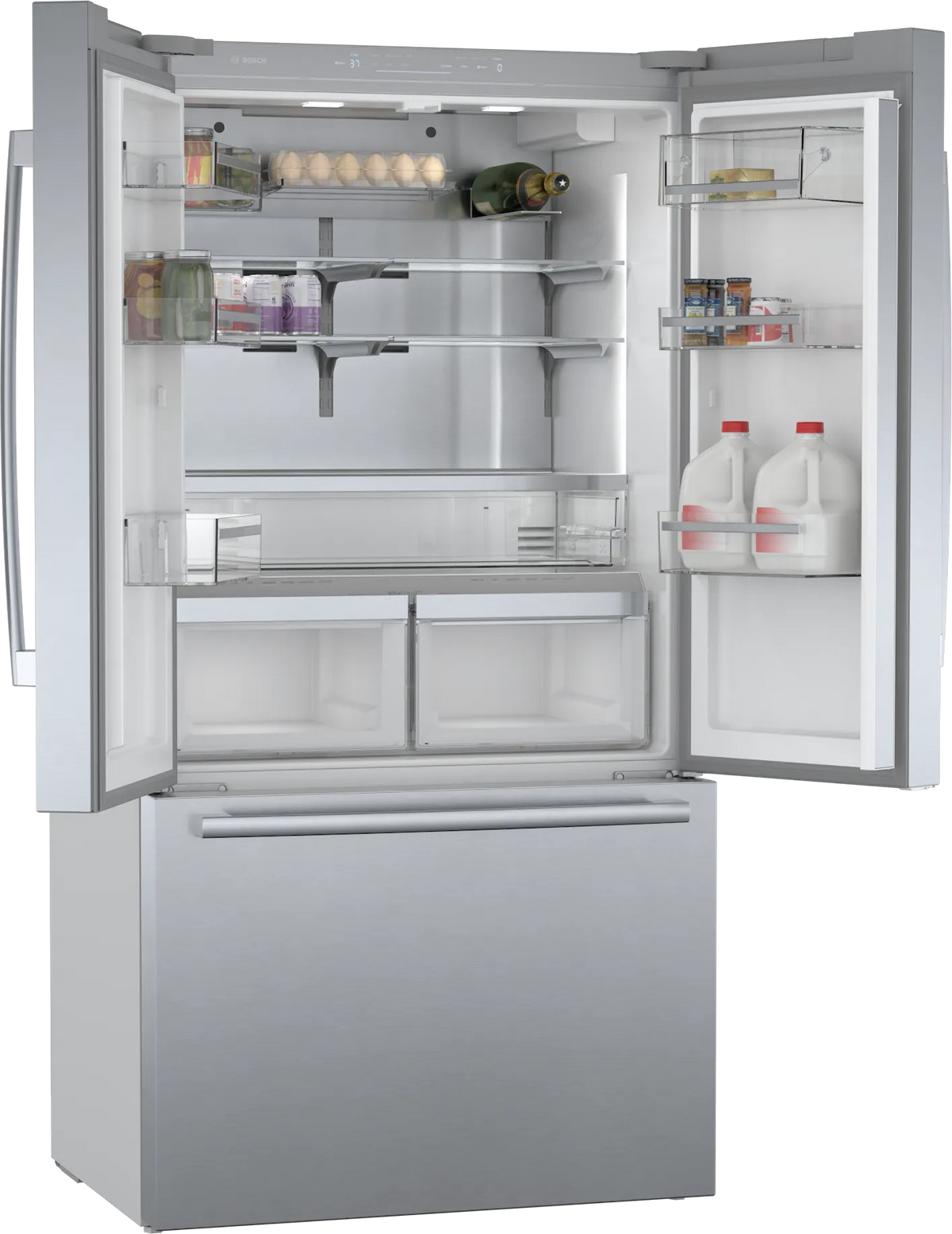 BOSCH 800 Series French Door Bottom Mount Refrigerator 36'' Brushed steel - Stainless Steel (B36CT80SNS)