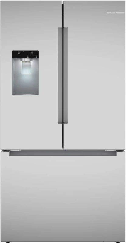 BOSCH 36" 100 Series, 3-Door, Standard Depth, External ice/water, Recessed handle, Stainless Steel - Stainless steel (with anti-fingerprint) (B36FD10ENS)