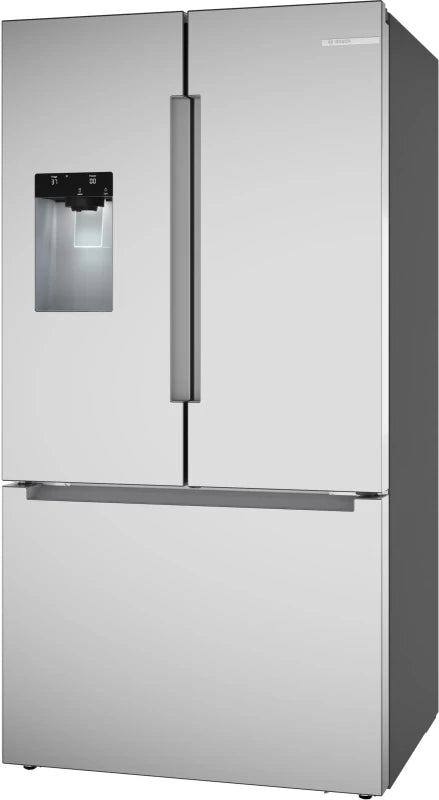 BOSCH 36" 100 Series, 3-Door, Standard Depth, External ice/water, Recessed handle, Stainless Steel - Stainless steel (with anti-fingerprint) (B36FD10ENS)