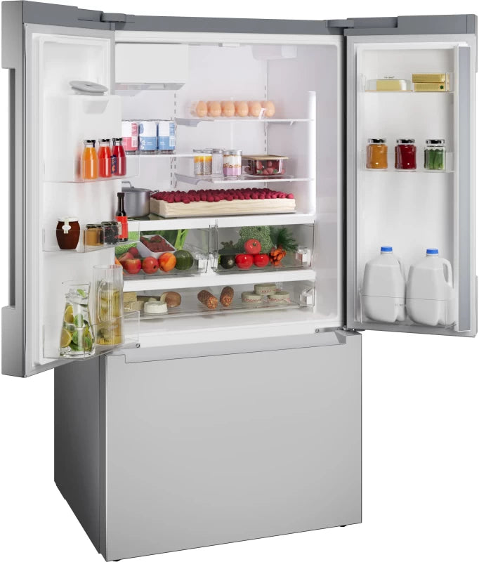 Bosch 100 Series French Door Bottom Mount Refrigerator 36'' Stainless steel (with anti-fingerprint), Total No Frost - Stainless (B36FD10ENS)