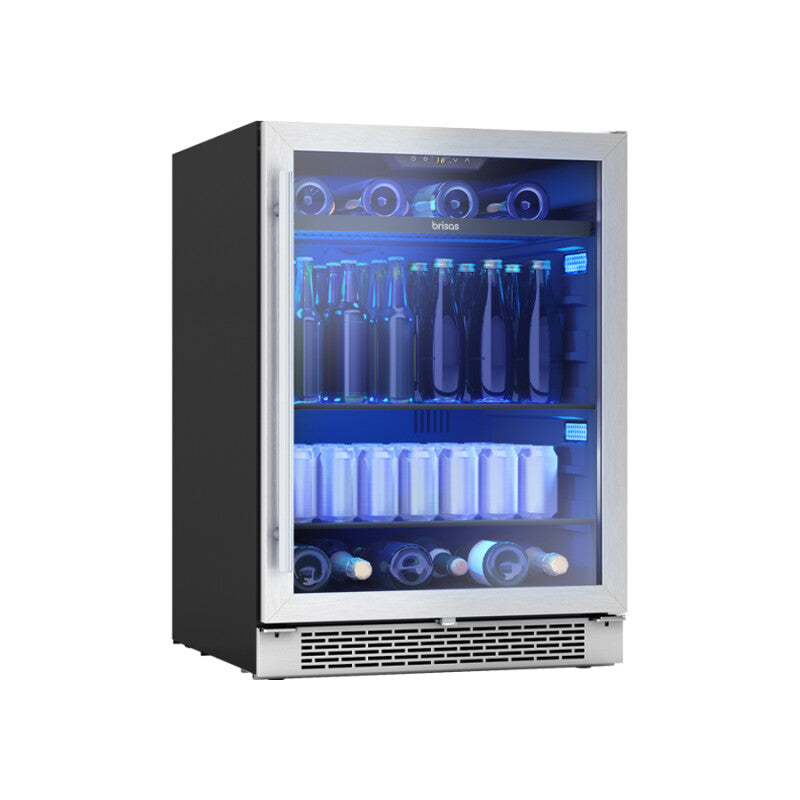 BRISAS Single Zone Beverage Cooler - Stainless & Glass (BBV24C01AG)