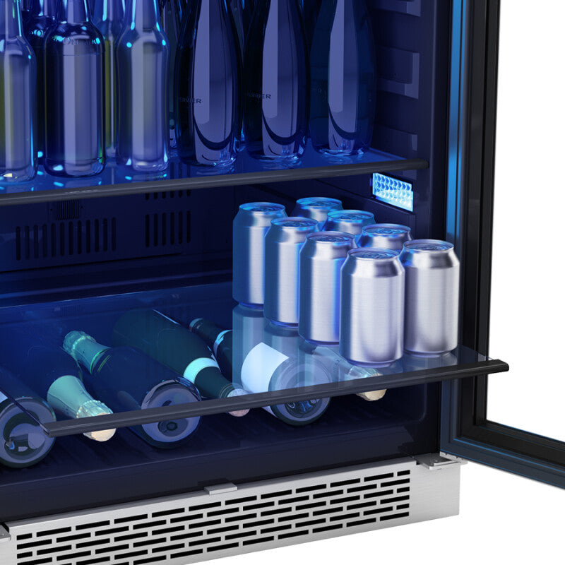 BRISAS Single Zone Beverage Cooler - Stainless & Glass (BBV24C01AG)