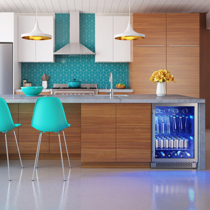 BRISAS Single Zone Beverage Cooler - Stainless & Glass (BBV24C01AG)