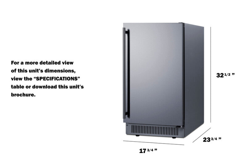 Summit 18" Wide Clear Icemaker, ADA Compliant - Stainless Steel (BIM182ADA)