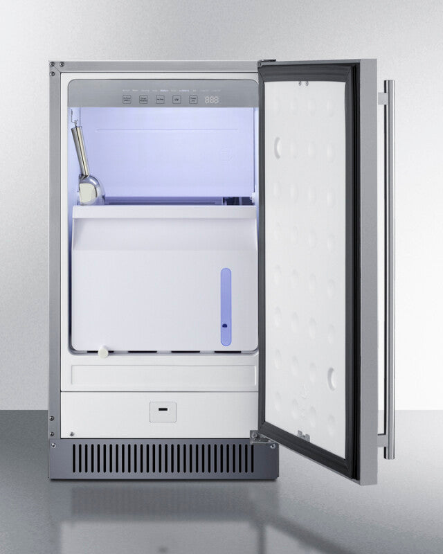 Summit 18" Wide Clear Icemaker, ADA Compliant - Stainless Steel (BIM182ADA)