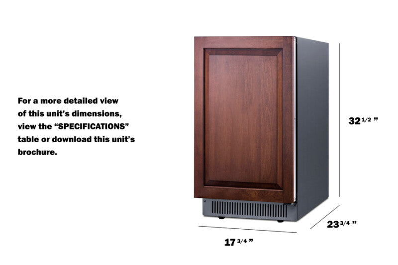 SUMMIT 18" Wide Clear Icemaker, ADA Compliant (Panel Not Included) - Panel-Ready (BIM182ADAIF)