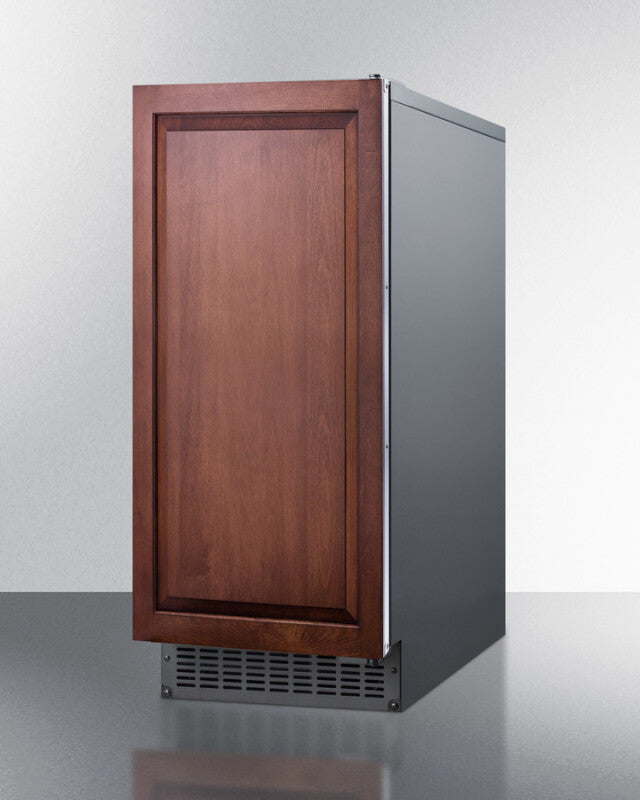 Summit 62 lb. Clear Outdoor/Indoor Icemaker (Panel Not Included) - Stainless Steel (BIM68OSPUMPIF)