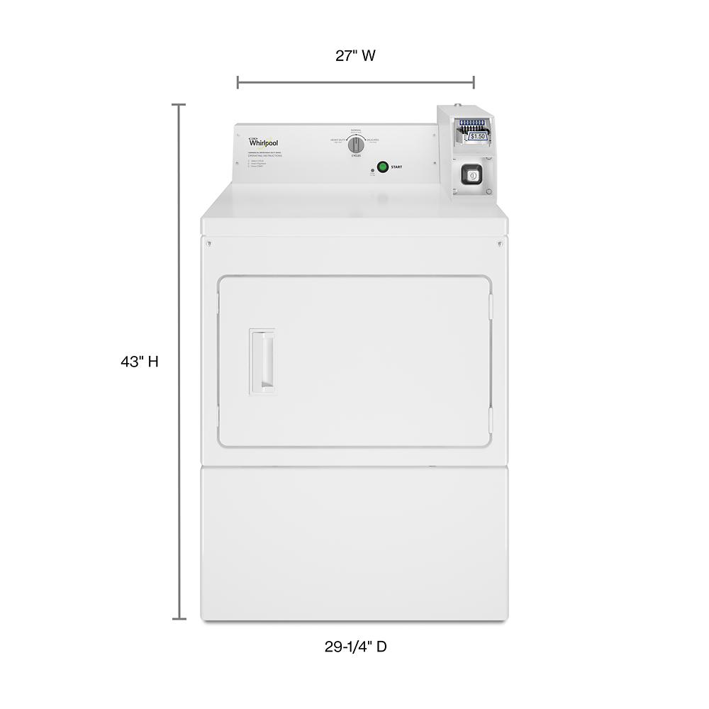 Whirlpool Commercial Electric Super-Capacity Dryer, Coin-Slide and Coin-Box - White (CEM2745FQ)