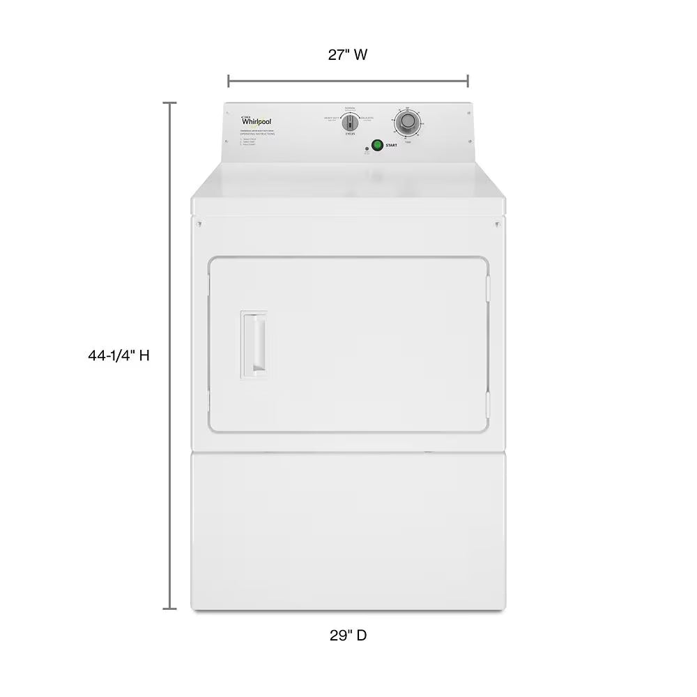 WHIRLPOOL Commercial Electric Super-Capacity Dryer, Non-Coin - White (CEM2795JQ)