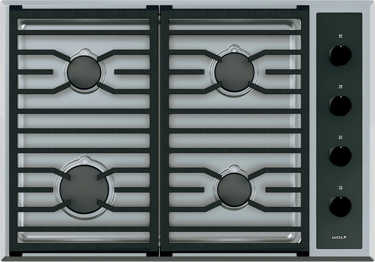 Wolf 30" Transitional Gas Cooktop - 4 Burners - Stainless Steel (CG304TS)