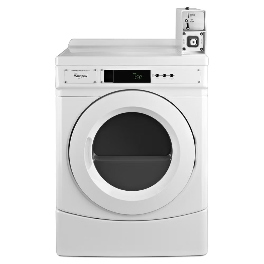 Whirlpool 27" Commercial Gas Front-Load Dryer Featuring Factory-Installed Coin Drop with Coin Box - White (CGD9150GW)