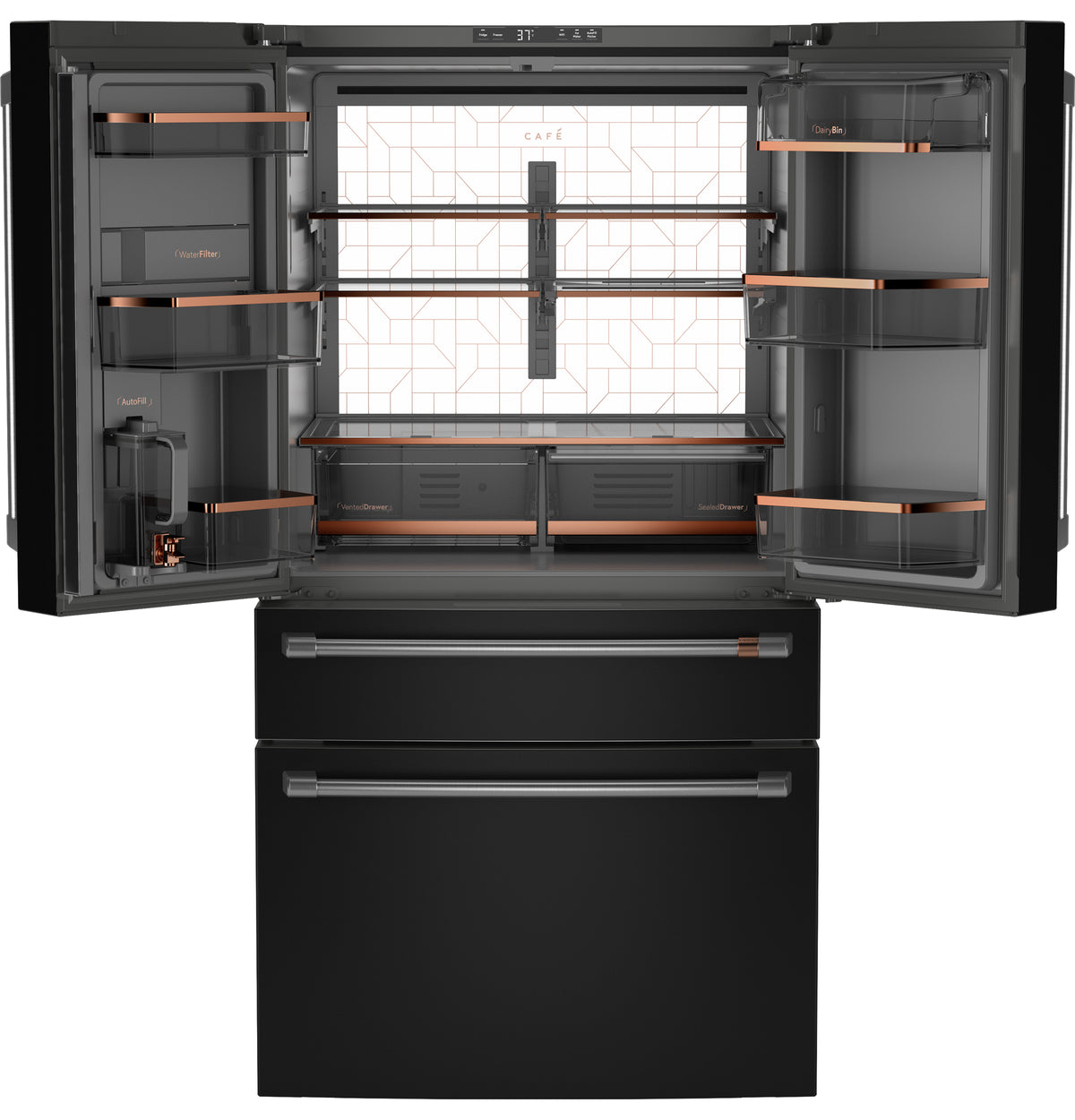 CAFE Caf? 28.7 Cu. Ft. Smart 4-door French-door Refrigerator With Dual-dispense Autofill Pitcher - Matte Black (CGE29DP3TD1)