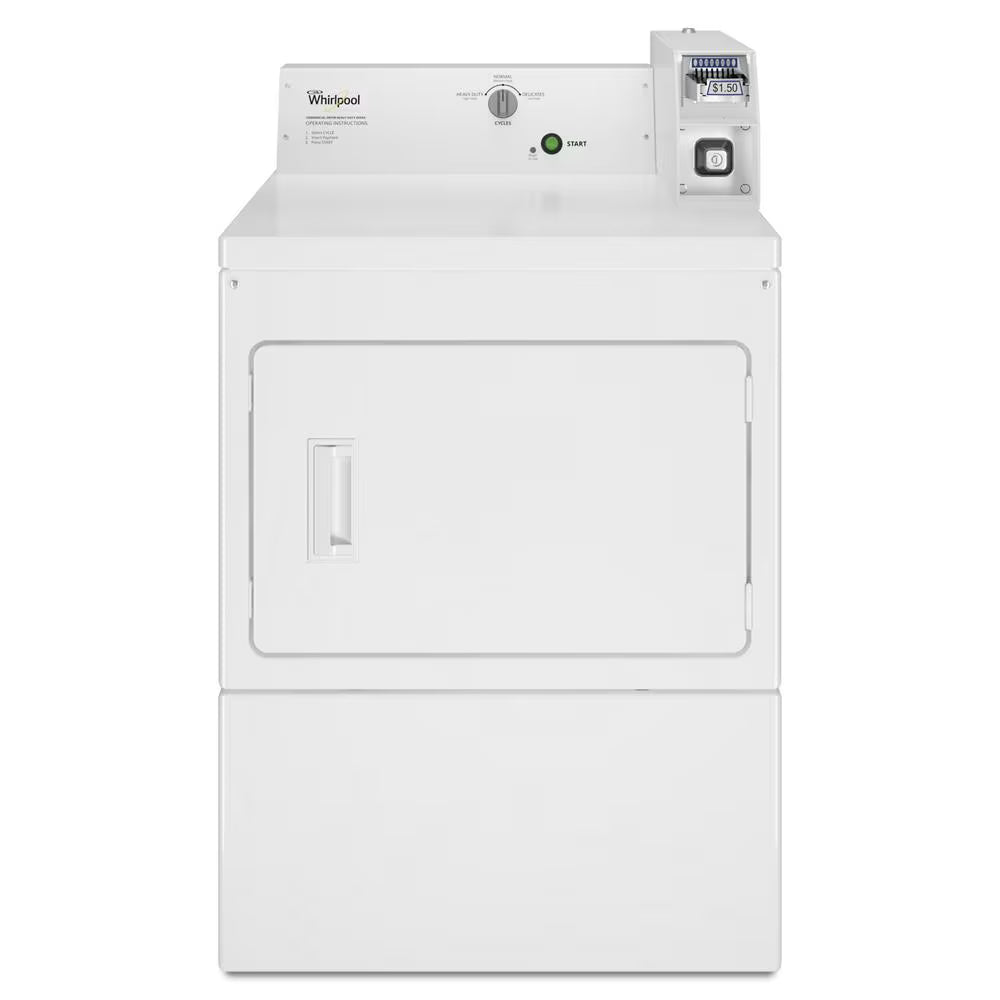 WHIRLPOOL Commercial Gas Super-Capacity Dryer, Coin Slide - White (CGM2745FQ)