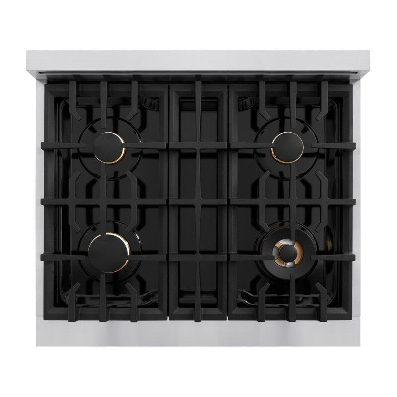 ZLINE 30 In. 4.2 Cu. Ft. Classic Gas Range With Convection Gas Oven In Stainless Steel With 4 Brass Burners - Stainless Steel (CGRBR30)