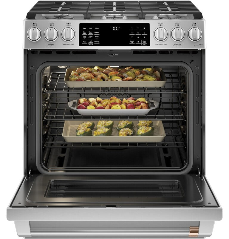 CAFE Caf? 30" Smart Slide-in, Front-control, Gas Range With Convection Oven - Stainless Steel (CGS700P2MS1)