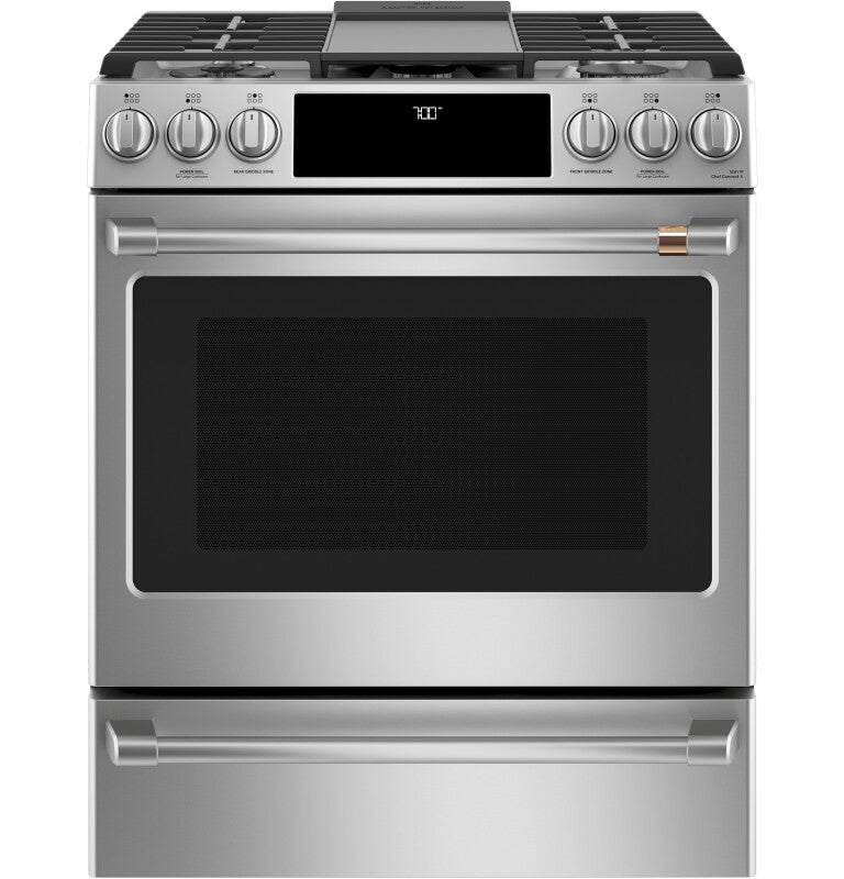 CAFE Caf? 30" Smart Slide-in, Front-control, Gas Range With Convection Oven - Stainless Steel (CGS700P2MS1)