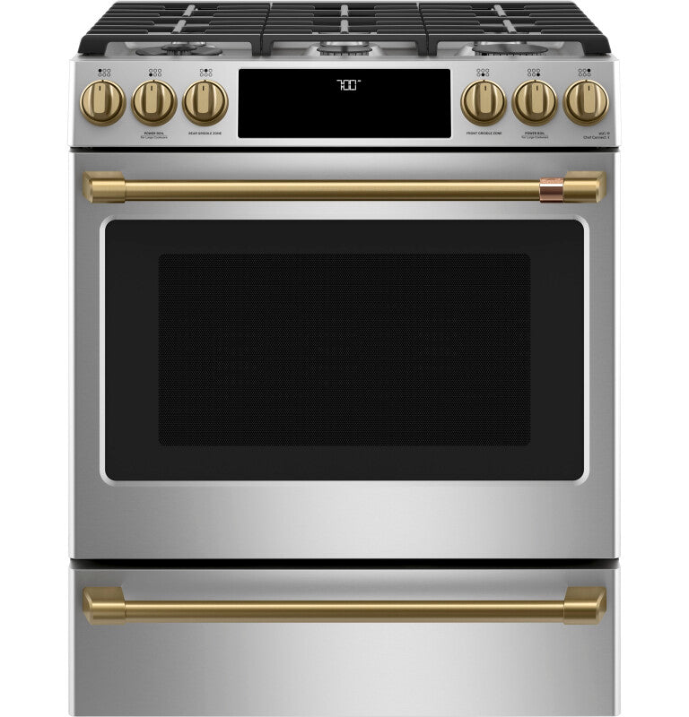 CAFE Caf? 30" Smart Slide-in, Front-control, Gas Range With Convection Oven - Stainless Steel (CGS700P2MS1)