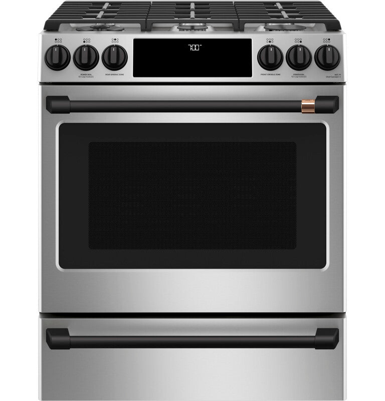 CAFE Caf? 30" Smart Slide-in, Front-control, Gas Range With Convection Oven - Stainless Steel (CGS700P2MS1)