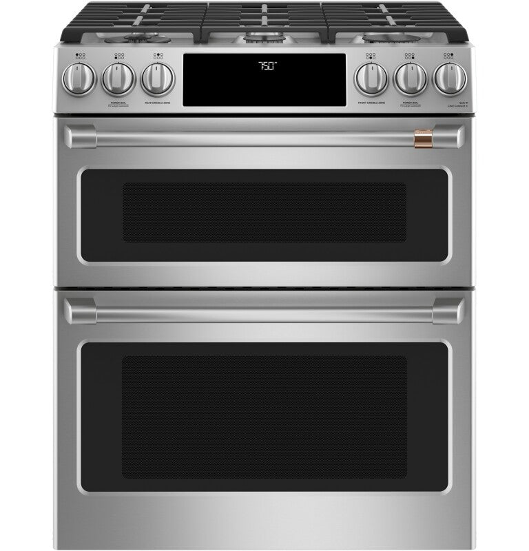 CAFE Caf? 30" Smart Slide-in, Front-control, Gas Double-oven Range With Convection - Stainless Steel (CGS750P2MS1)