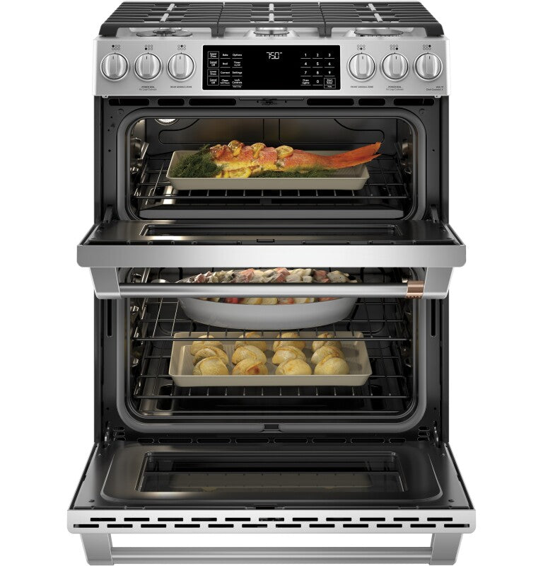 CAFE Caf? 30" Smart Slide-in, Front-control, Gas Double-oven Range With Convection - Stainless Steel (CGS750P2MS1)