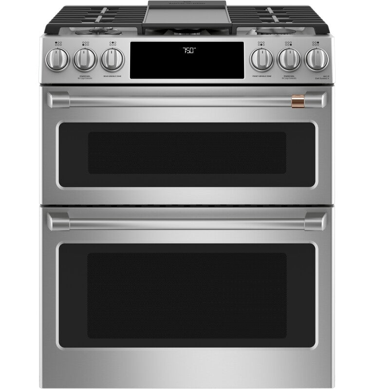 CAFE Caf? 30" Smart Slide-in, Front-control, Gas Double-oven Range With Convection - Stainless Steel (CGS750P2MS1)