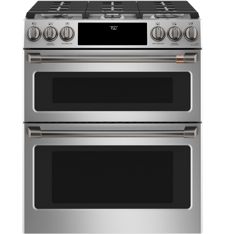 CAFE Caf? 30" Smart Slide-in, Front-control, Gas Double-oven Range With Convection - Stainless Steel (CGS750P2MS1)