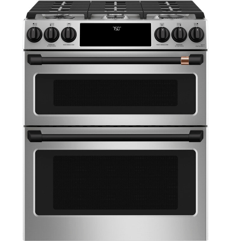 CAFE Caf? 30" Smart Slide-in, Front-control, Gas Double-oven Range With Convection - Stainless Steel (CGS750P2MS1)