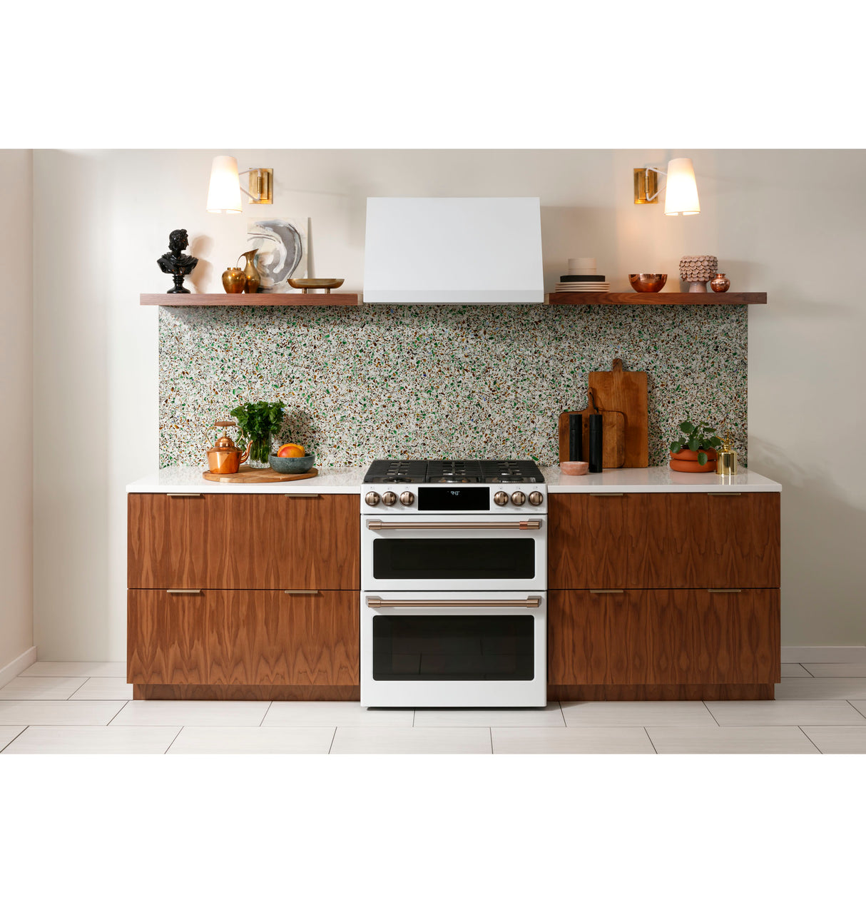 CAFE Caf? 30" Smart Slide-in, Front-control, Gas Double-oven Range With Convection - Matte White (CGS750P4MW2)