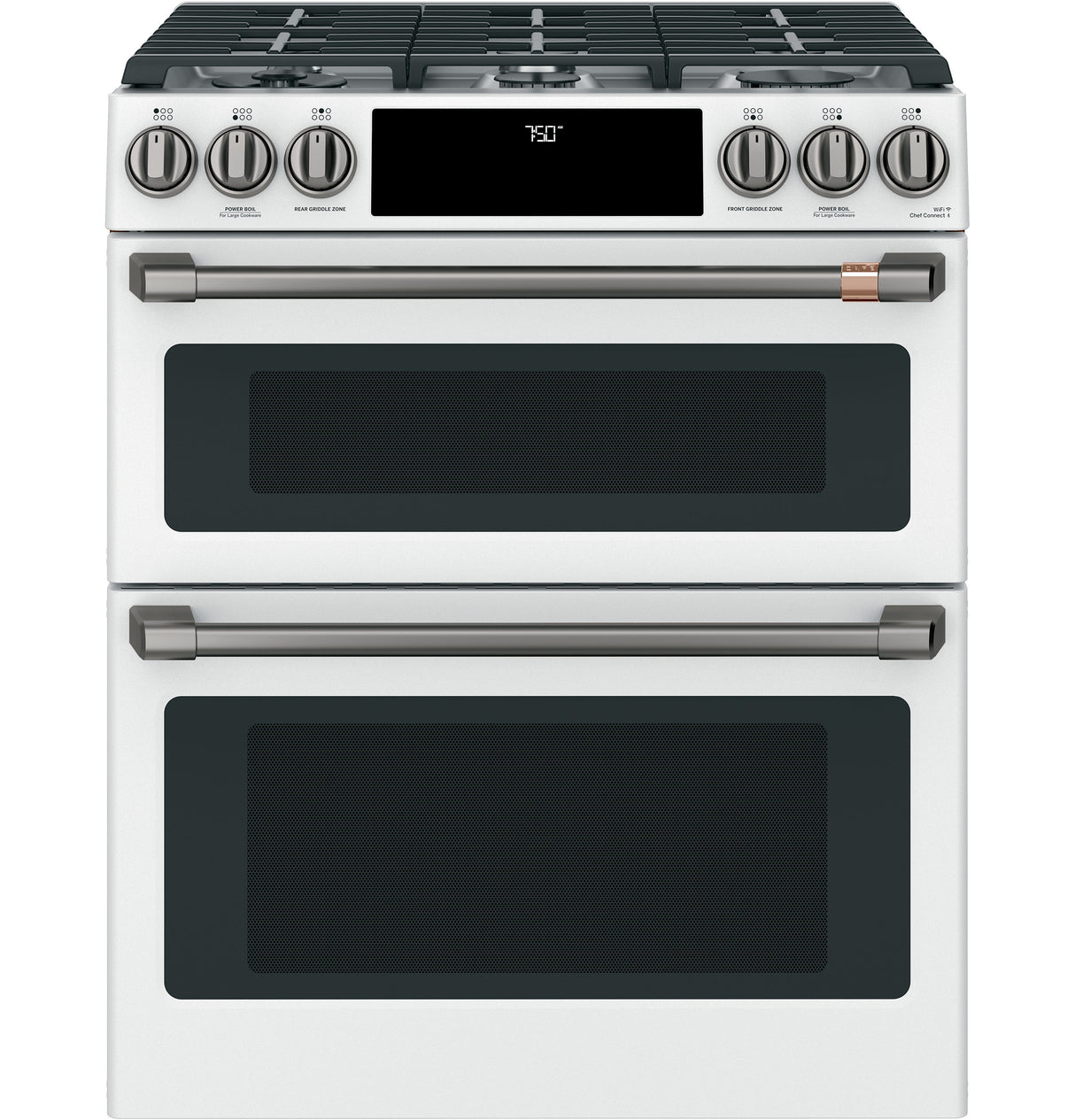 CAFE Caf? 30" Smart Slide-in, Front-control, Gas Double-oven Range With Convection - Matte White (CGS750P4MW2)