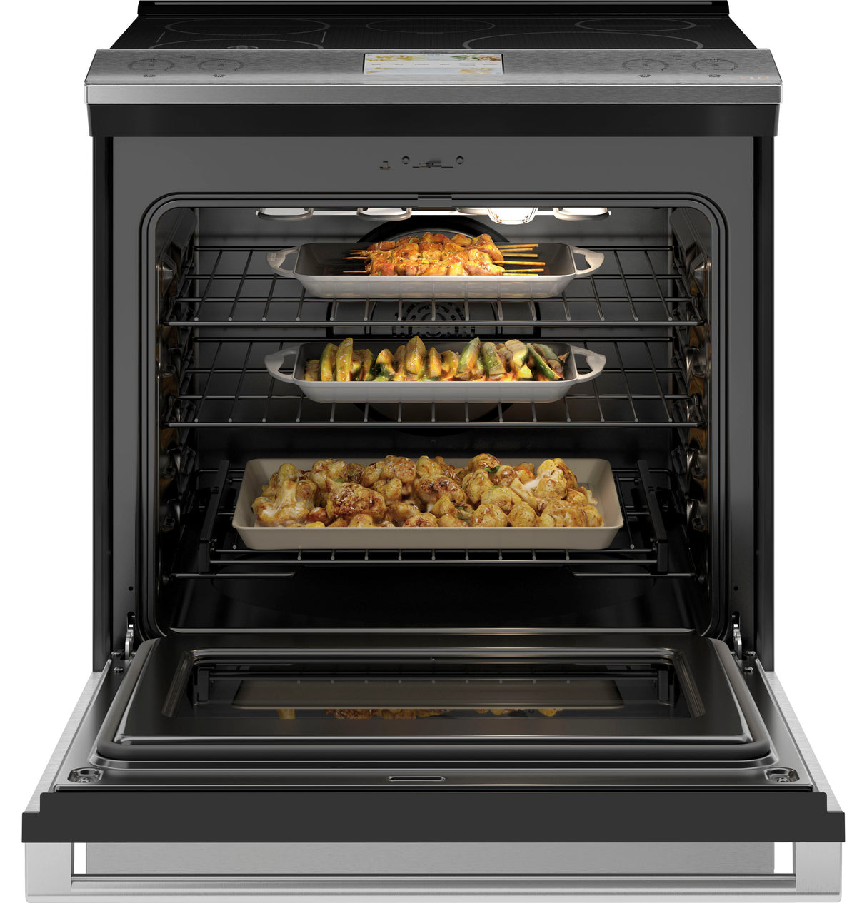 Cafe CAF?™ 30" Smart Slide-In, Front-Control, Induction and Convection Range with In-Oven Camera in Platinum Glass - Platinum Glass (CHS90XM2NS5)