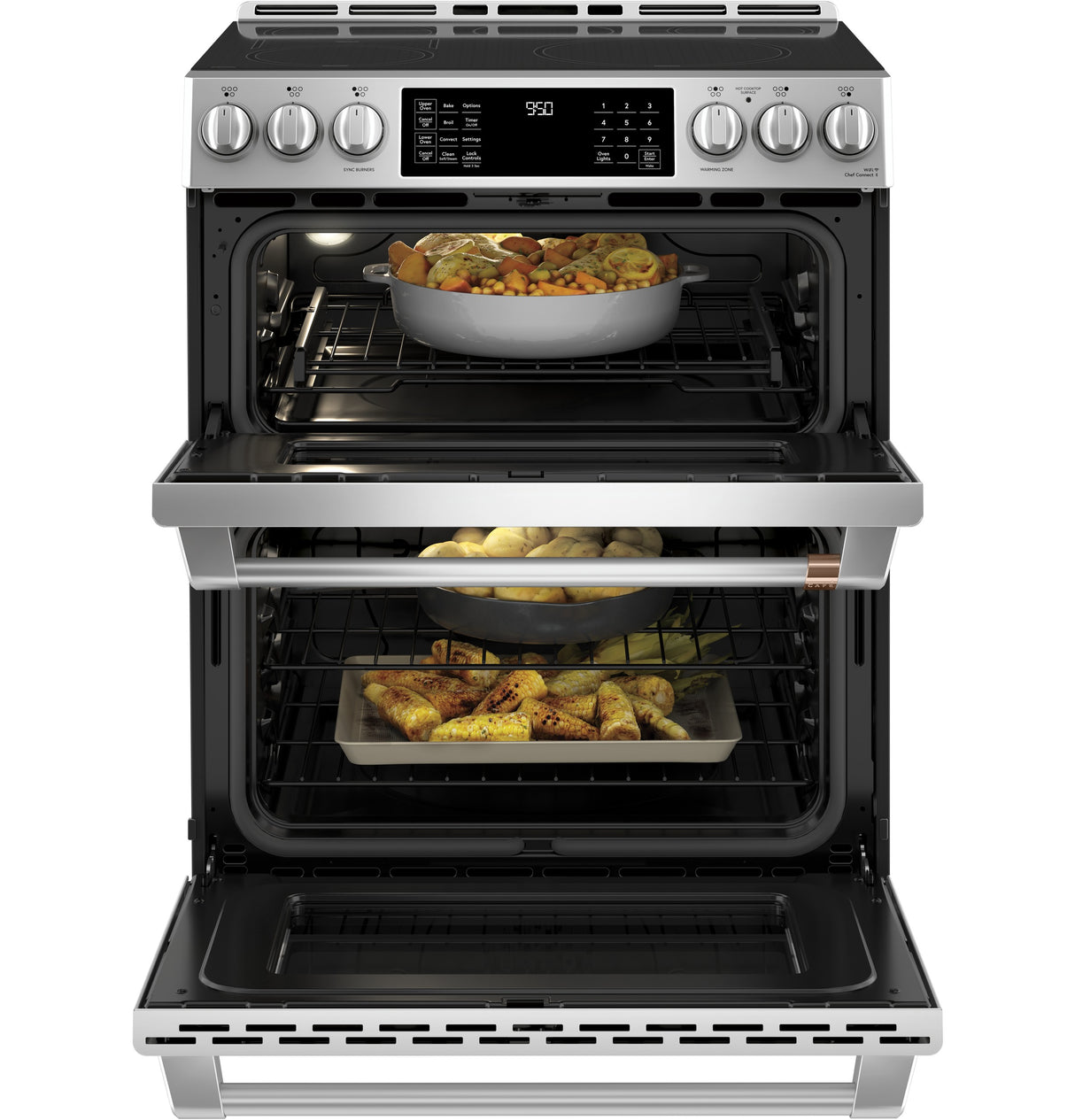 CAFE Caf? 30" Smart Slide-in, Front-control, Induction And Convection Double-oven Range - Stainless Steel (CHS950P2MS1)
