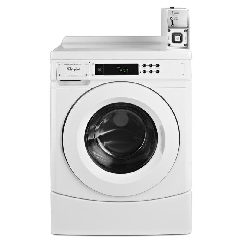 Whirlpool 27" Commercial High-Efficiency Energy Star-Qualified Front-Load Washer Featuring Factory-Installed Coin Drop with Coin Box - White (CHW9150GW)