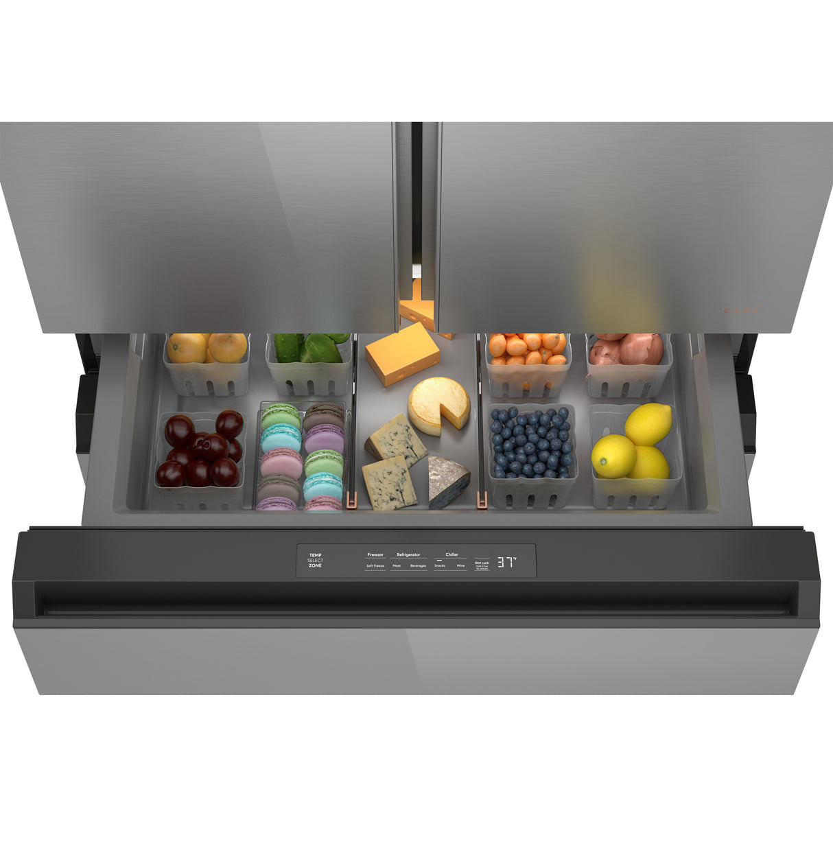 CAFE Caf? 23.2 Cu. Ft. Smart Counter-depth 4-door French-door Refrigerator In Platinum Glass With Dual-dispense Autofill Pitcher - Platinum Glass (CJE23DM5WS5)