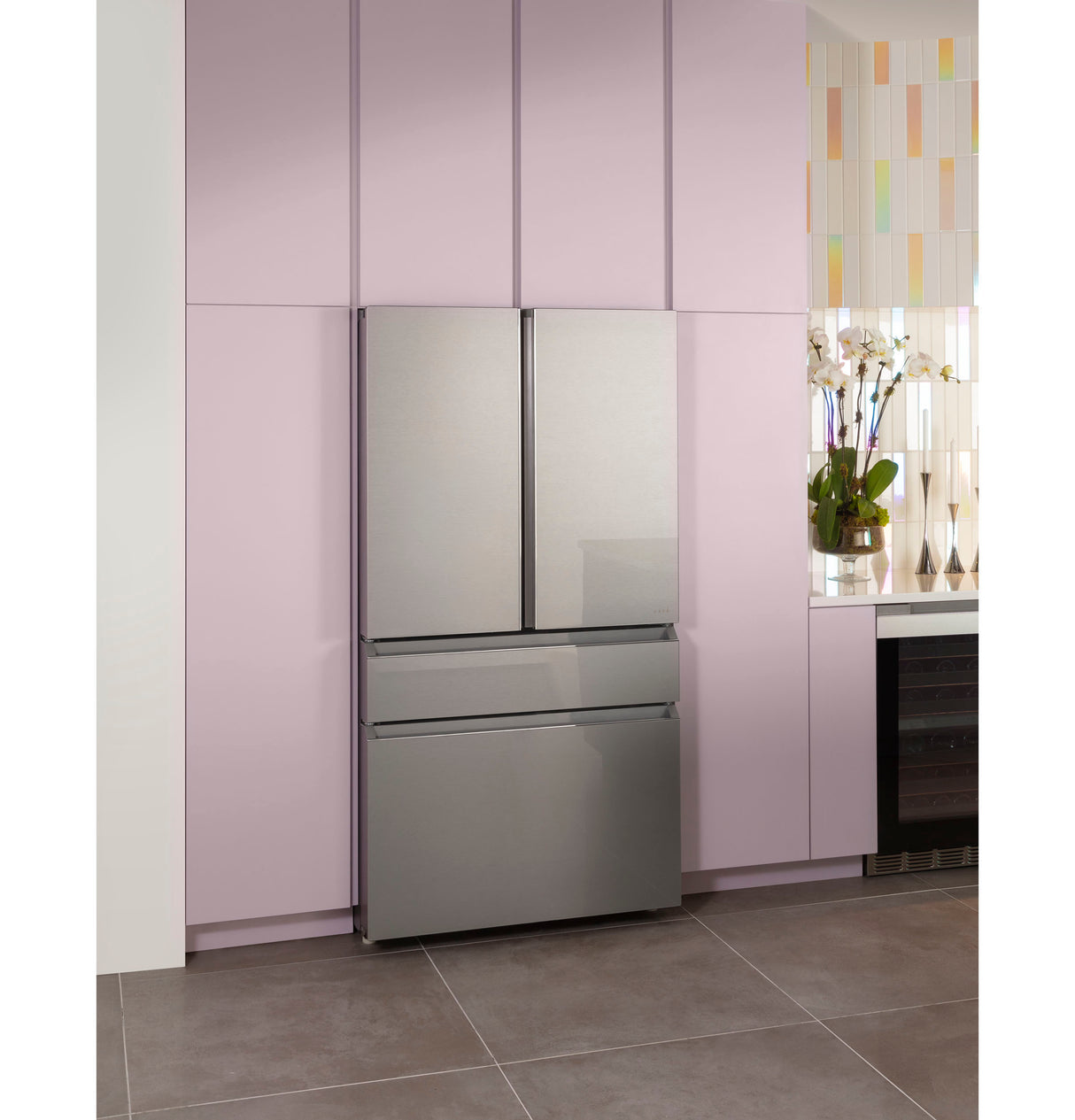 CAFE Caf? 23.2 Cu. Ft. Smart Counter-depth 4-door French-door Refrigerator In Platinum Glass With Dual-dispense Autofill Pitcher - Platinum Glass (CJE23DM5WS5)