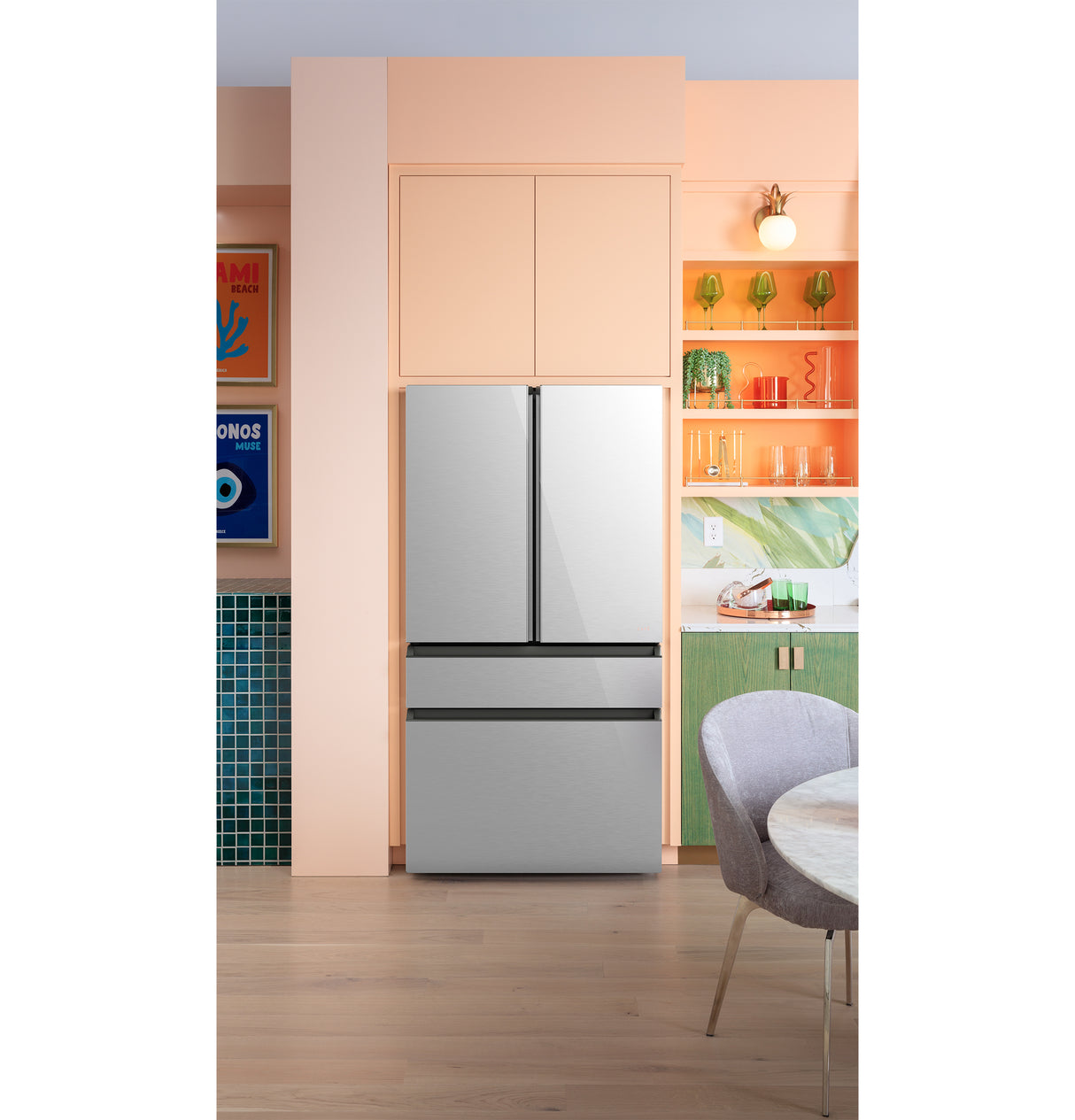 CAFE Caf? 23.2 Cu. Ft. Smart Counter-depth 4-door French-door Refrigerator In Platinum Glass With Dual-dispense Autofill Pitcher - Platinum Glass (CJE23DM5WS5)