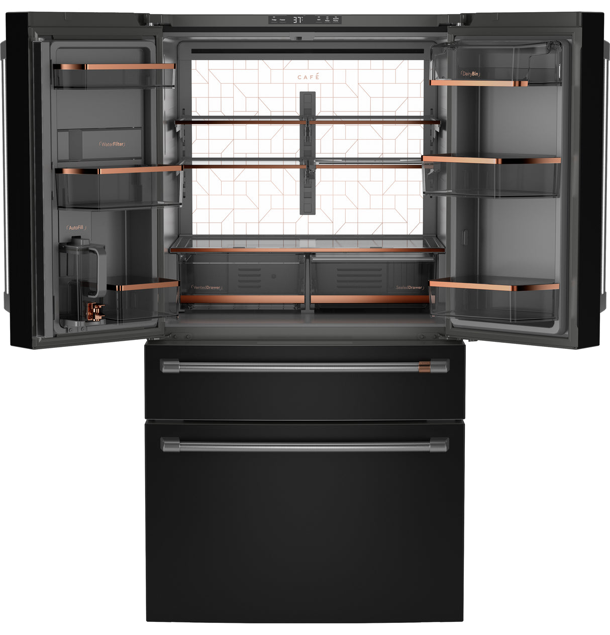 CAFE Caf? 23.2 Cu. Ft. Smart Counter-depth 4-door French-door Refrigerator With Dual-dispense Autofill Pitcher - Matte Black (CJE23DP3WD1)