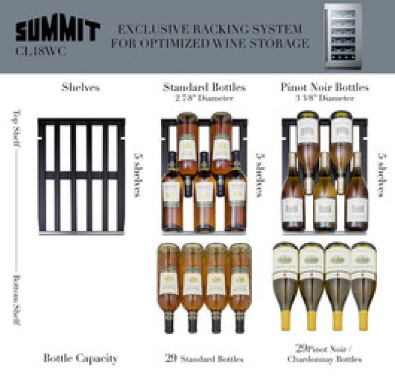 SUMMIT 18" Wide Built-In Wine Cellar - Black (CL18WC)