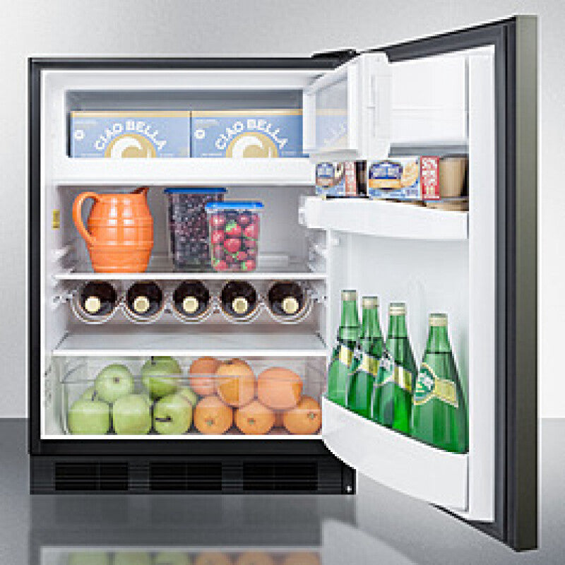 SUMMIT 24" Wide Built-In Refrigerator-Freezer, ADA Compliant - Black Stainless Steel (CT663BKBIKSHHADA)
