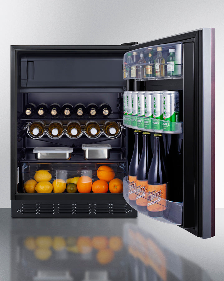 SUMMIT 24" Wide Refrigerator-Freezer, ADA Compliant (Panel Not Included) - Black (CT66BK2SSIFADA)