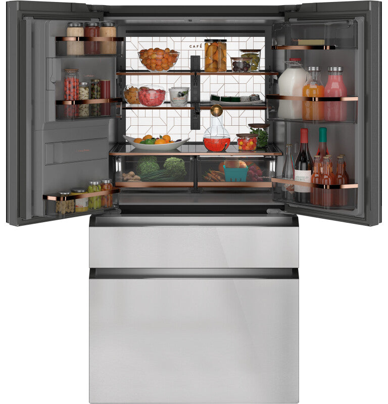 CAFE Caf? 27.8 Cu. Ft. Smart 4-door French-door Refrigerator In Platinum Glass - Platinum Glass (CVE28DM5NS5)