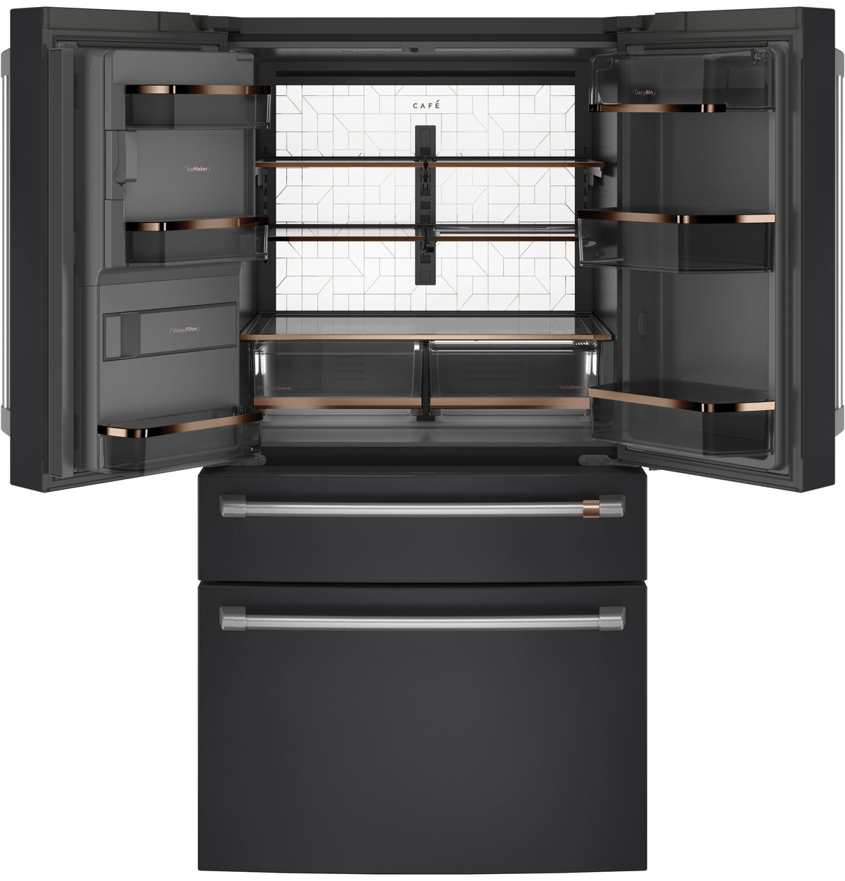 CAFE Caf? 22.3 Cu. Ft. Smart Counter-depth 4-door French-door Refrigerator - Matte Black (CXE22DP3PD1)