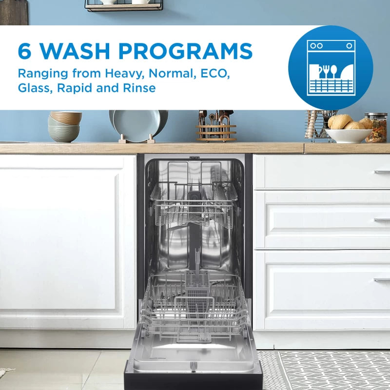 DANBY 18″ Wide Built-in Dishwasher - Stainless Steel (DDW1804EBSS)