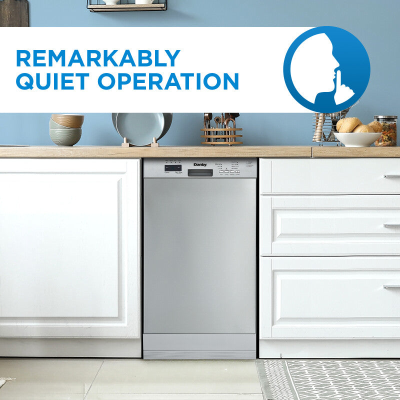 DANBY 18″ Wide Built-in Dishwasher - Stainless Steel (DDW18D1ESS)